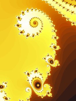Digital computer graphic - rendering. Patterned fractal background with spiral for design.
