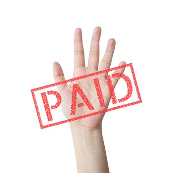 PAID red stamp hand concept isolated white background