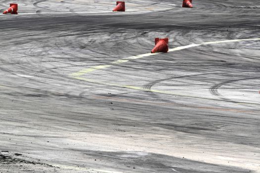 Background with tire marks on road track