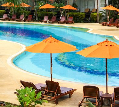 Swimming pool at resort villa in Thailand