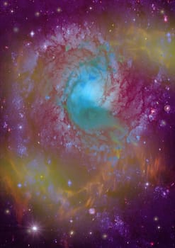 Stars and spiral galaxy in a free space. "Elements of this image furnished by NASA".
