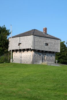 Blockhouse located on the waterfront of St. Andrews by the Sea in the Maritimes, New Brunswick, Canada