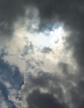 Dramatic Night Sky and Clouds with Moon Ountdoors