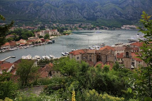 View of the Kotor and Kotor Bay. Montenegro