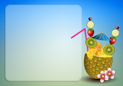 illustration of Drink fruits in pineapple