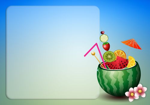 illustration of Cocktail fruits in watermelon