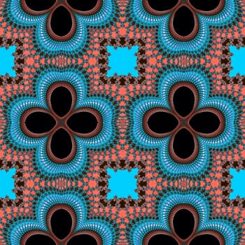 Digital computer graphic - decorative seamless ornament in a blue colors for design.