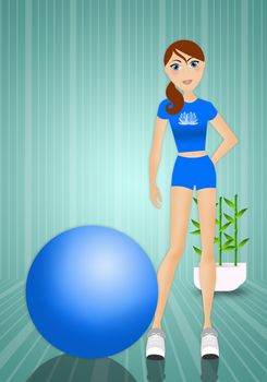 Woman doing fitness with ball