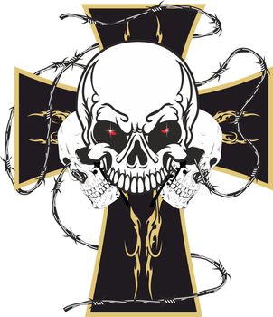Worn motorcyclists the cross with three skulls, in order to diversify itself from the others
