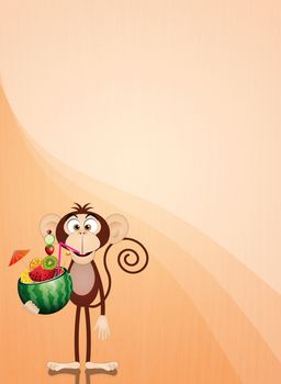 illustration of a Monkey with watermelon drink