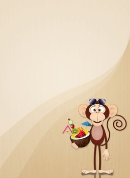 illustration of a Monkey with coconut drink