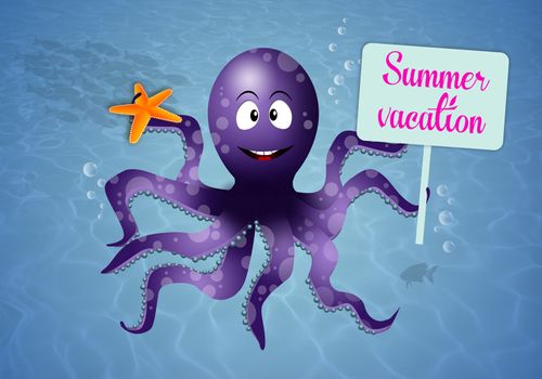 illustration of Octopus in the sea for summertime