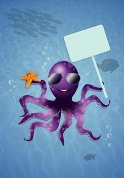 illustration of Octopus in the sea for summertime