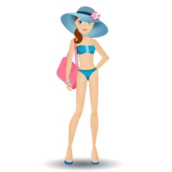illustration of Funny woman in bikini