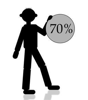 man holding sign with discount