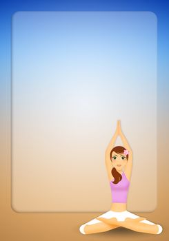 illustration of Woman in yoga pose backgroung