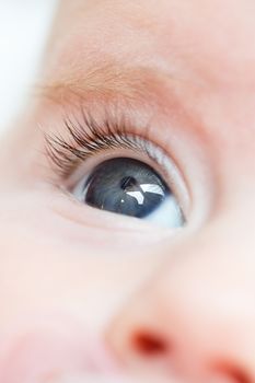 macro of adorable baby girl eye with shallow focus