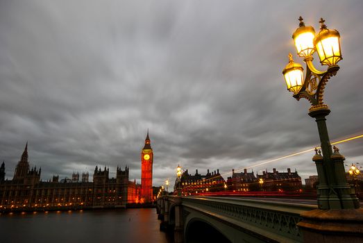 Big Ben and Houses of parliament at dusk, London, UK