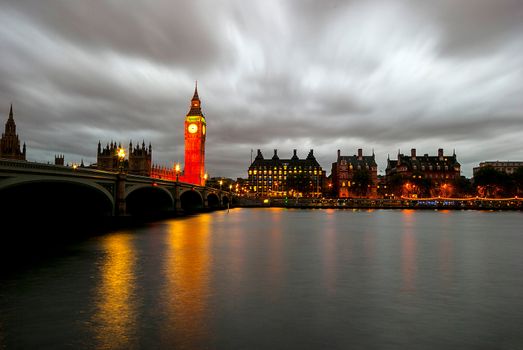 Big Ben and Houses of parliament at dusk, London, UK