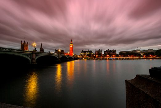 Big Ben and Houses of parliament at dusk, London, UK