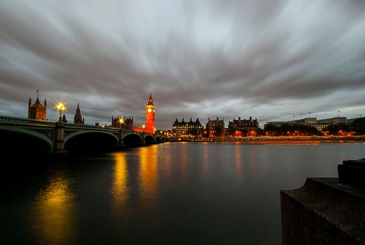 Big Ben and Houses of parliament at dusk, London, UK