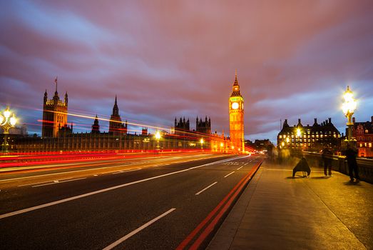 Big Ben and Houses of parliament at dusk, London, UK