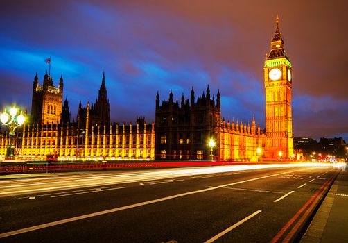 Big Ben and Houses of parliament at dusk, London, UK