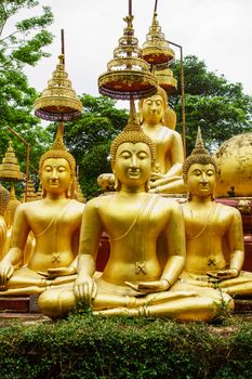 group of Buddha image in Buddhist temple,Chiangrai,Thailand