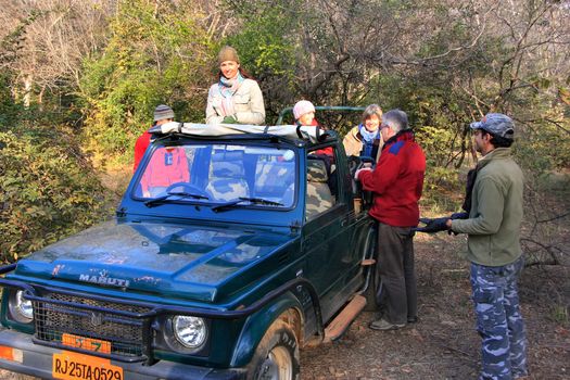 Tourists going on a tiger safari, Ranthambore National Park, Rajasthan, India