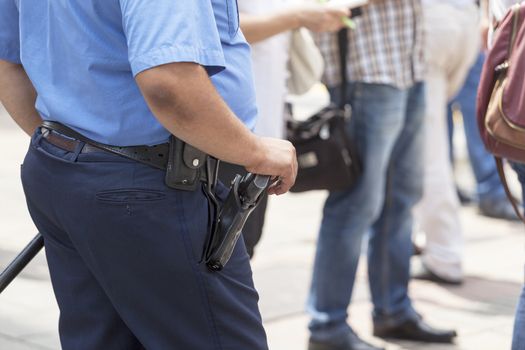 Policeman on duty, taking care of citizens' security