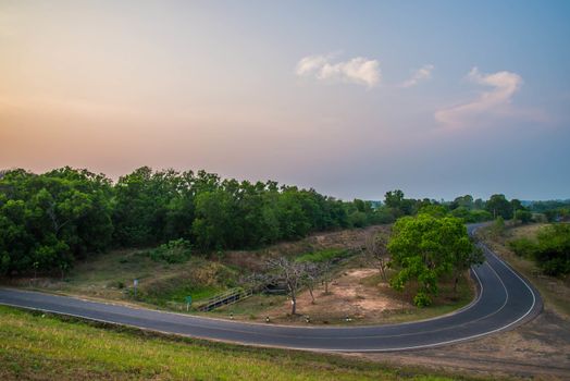 The road on the mountain in the country of Thailand.