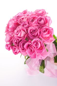 Bouquet of pink roses isolated on white background