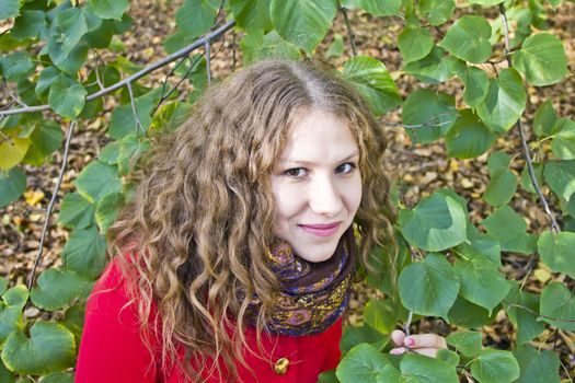 Photo of beautiful young woman in the autumn