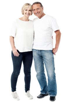 Full length portrait of happy smiling couple standing