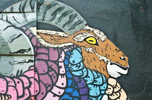 Urban Art in Mulhouse - graffiti goat