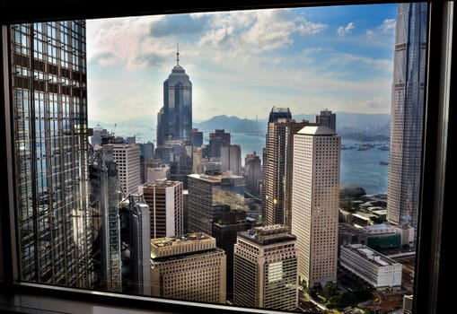 Hong Kong Window view from skyscraper China