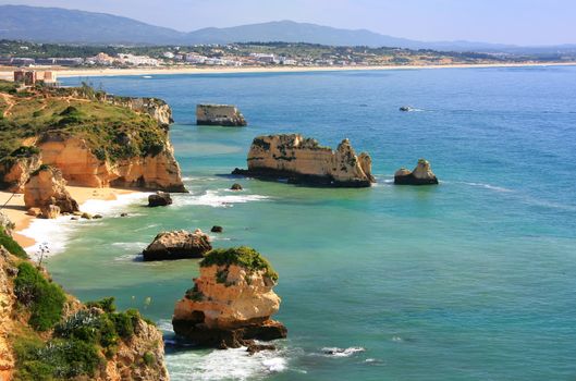 Beautiful cliffs of Ponta de Piedade, Lagos, Algarve region, Portugal 