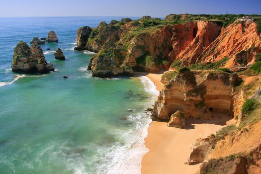 Beautiful cliffs of Ponta de Piedade, Lagos, Algarve region, Portugal 
