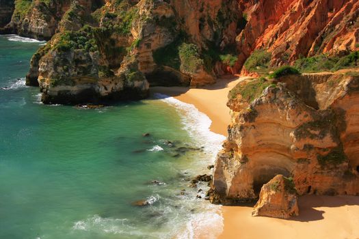 Beautiful cliffs of Ponta de Piedade, Lagos, Algarve region, Portugal 