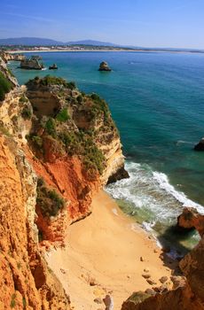 Beautiful cliffs of Ponta de Piedade, Lagos, Algarve region, Portugal 