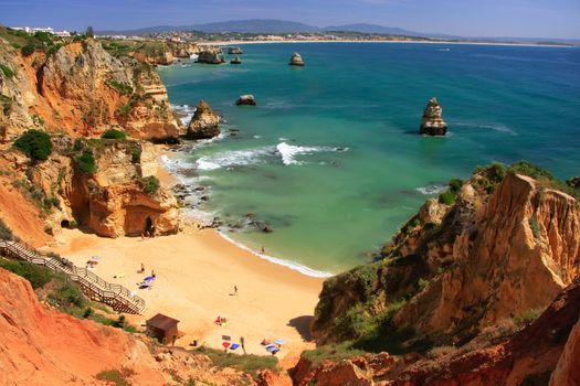 Beautiful cliffs of Ponta de Piedade, Lagos, Algarve region, Portugal 