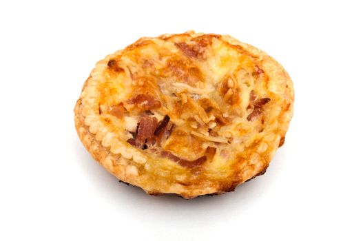 mini quiche lorraine with white background