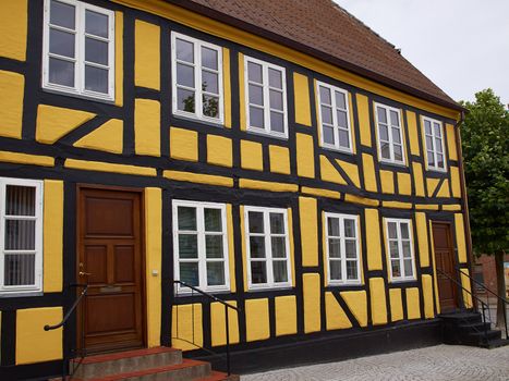 Traditional old classic style vintage half timbered Danish house Middelfart Denmark  