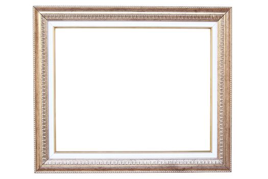 Vintage gold wooden photo frame with clipping path