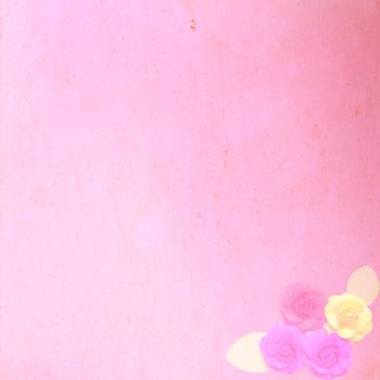 Pink Old paper with flower for background