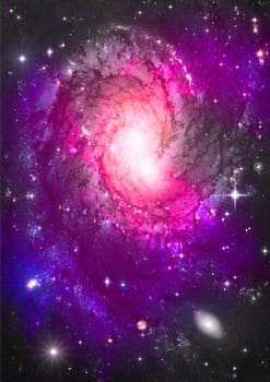 Stars and spiral galaxy in a free space. "Elements of this image furnished by NASA".
