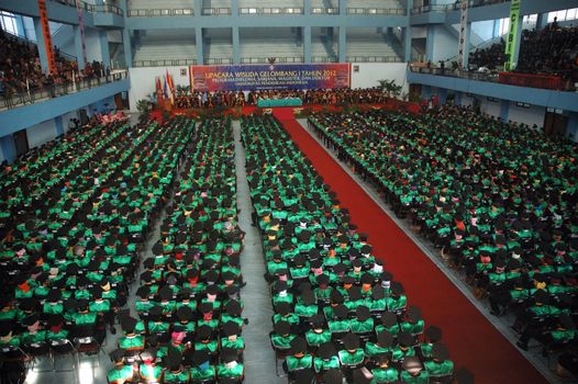 bandung, indonesia-april 18, 2012: college graduation of universitas pendidikan indonesia.