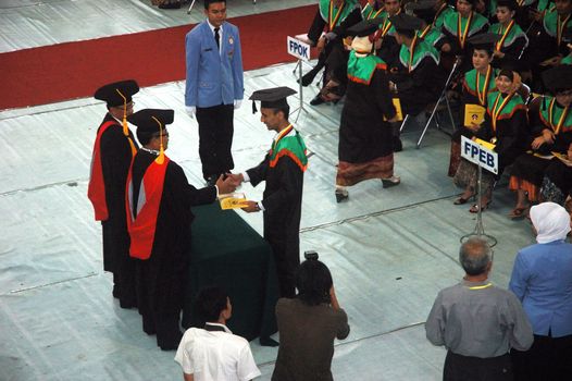 bandung, indonesia-april 18, 2012: college graduation of universitas pendidikan indonesia.