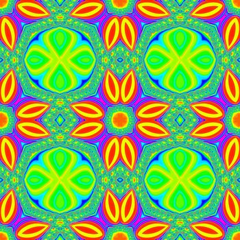 Digital computer graphic - seamless fractal ornament with flowers for design.