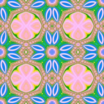 Digital computer graphic - seamless fractal ornament with flowers for design.